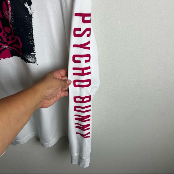 Psycho Bunny Men's White Coniston Crew neck long sleeve graphic tee size: L - Picture 5 of 8